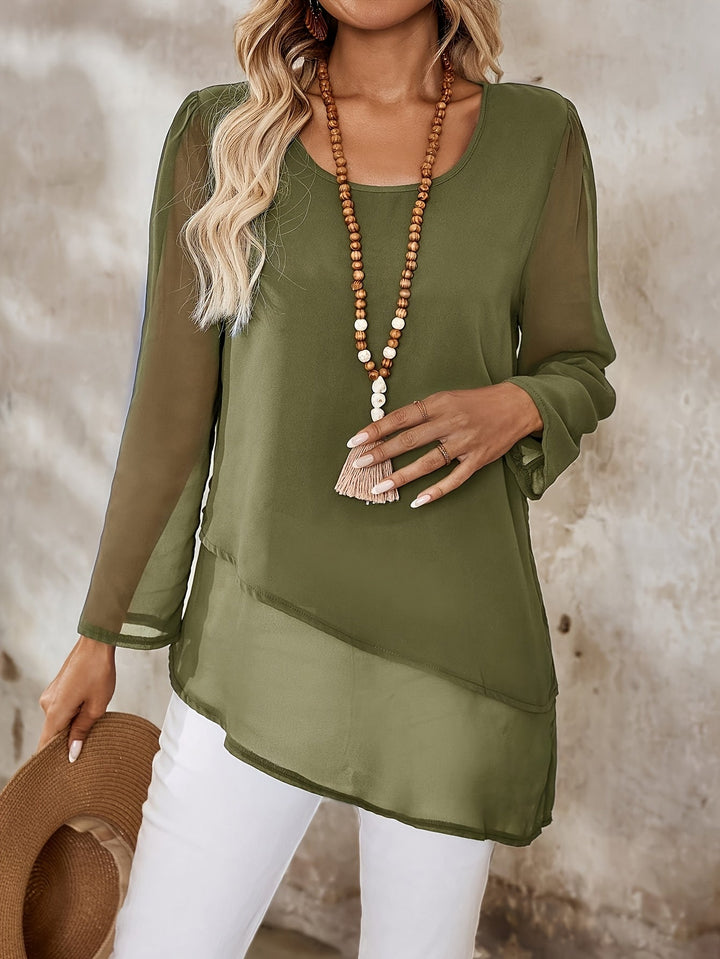 Vivian | Lagererad Blus med Oregelbunden Söm