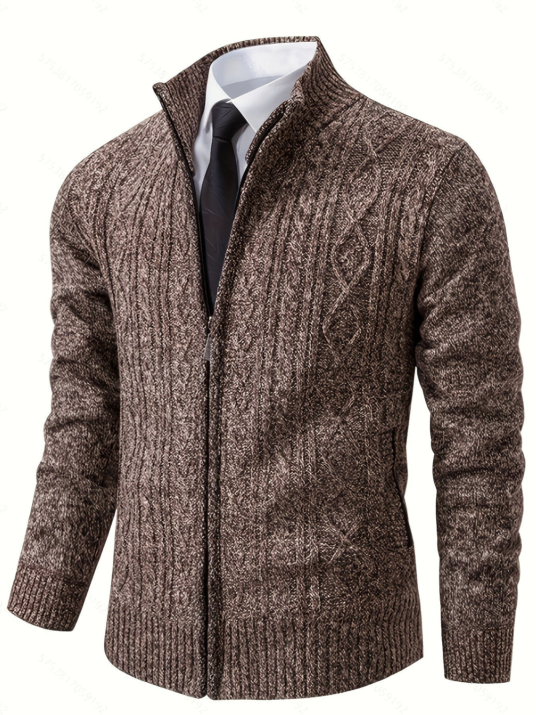 Edmund | Texturerad Ståkrage Zip Cardigan
