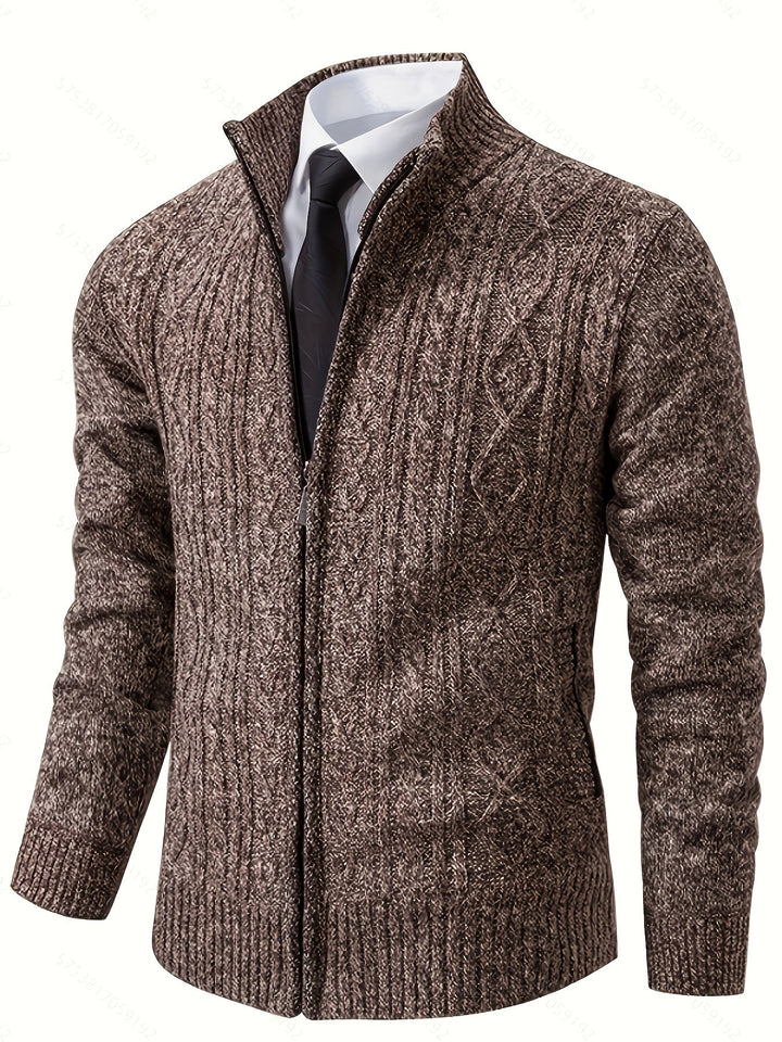 Edmund | Texturerad Ståkrage Zip Cardigan