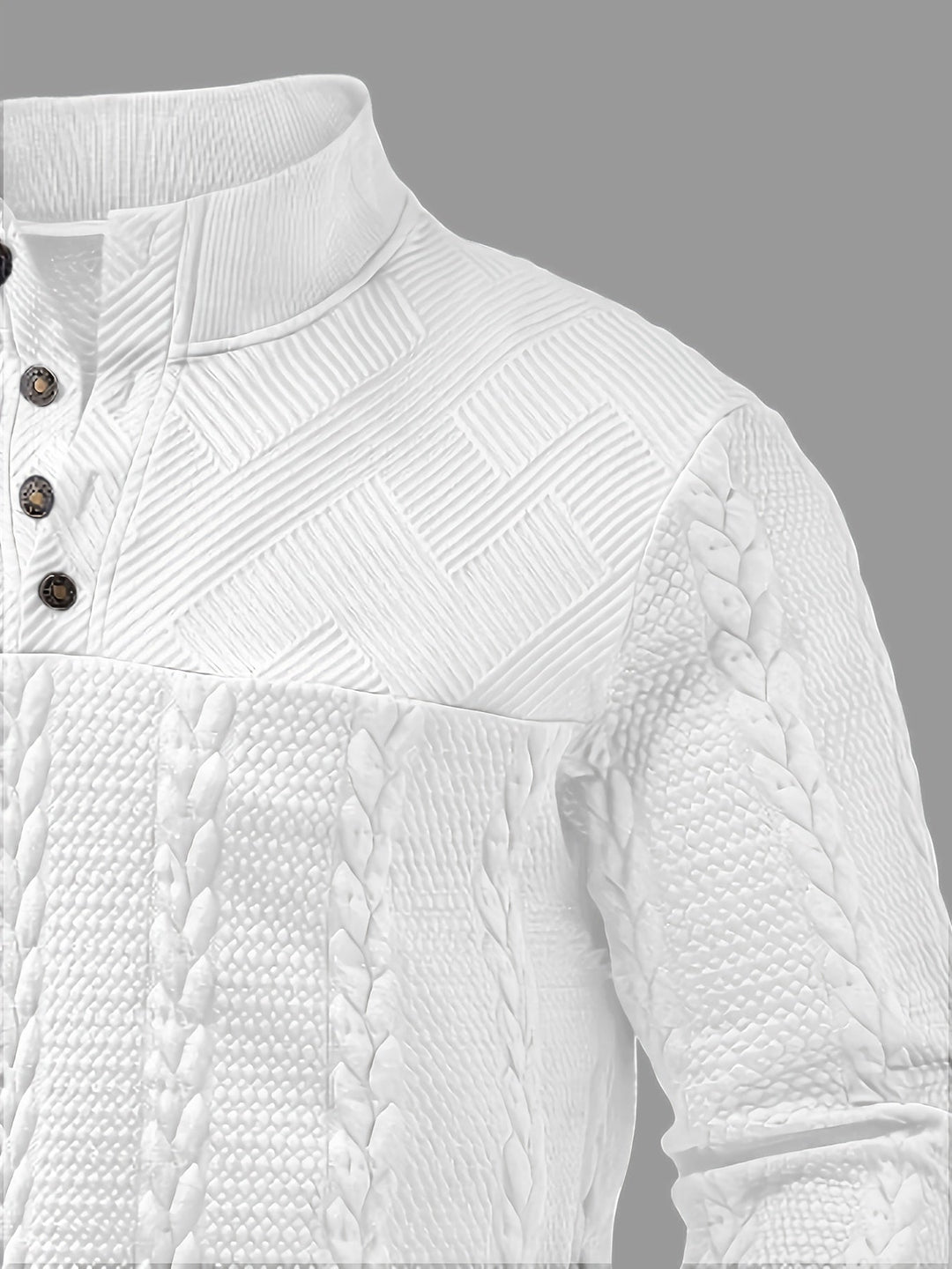 Griffin | Texturerad Knapp-Hals Pullover