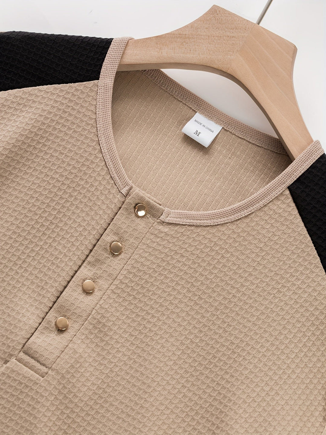 Sawyer | Texturerad Kontrast Henley Skjorta
