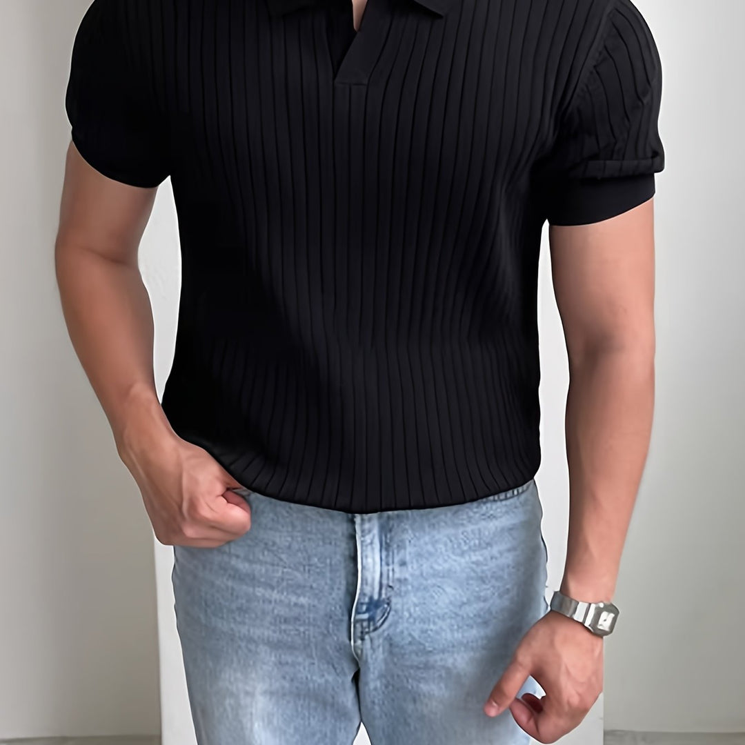 Maxwell | Ribbad Öppen-Krage Polo T-shirt