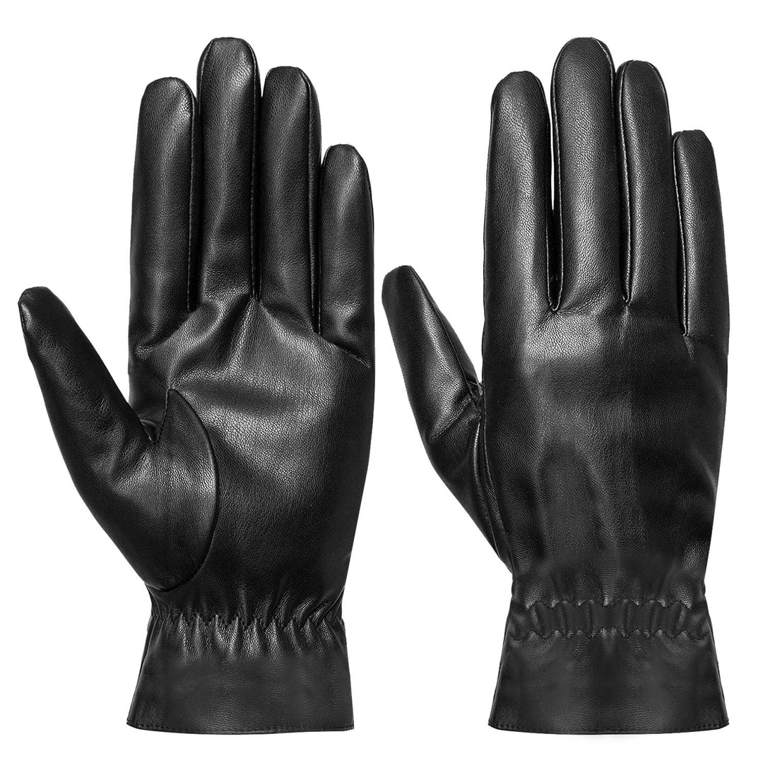 Svarta läderhandskar unisex – vindtäta med varmt foder