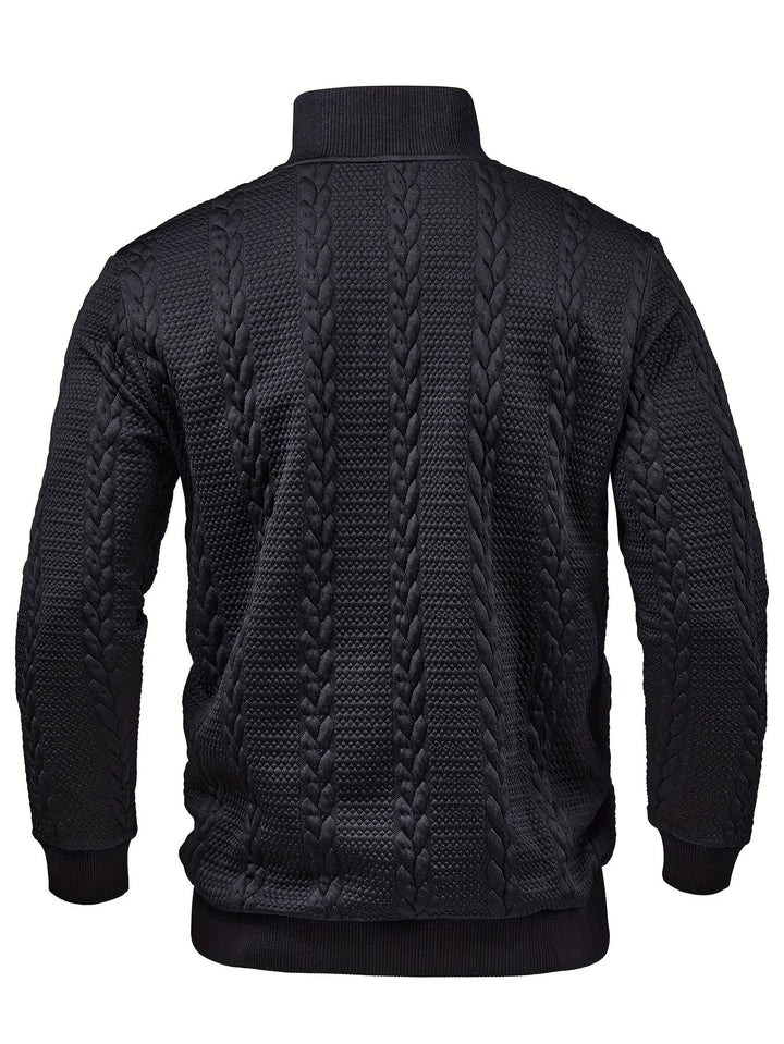 Griffin | Texturerad Knapp-Hals Pullover