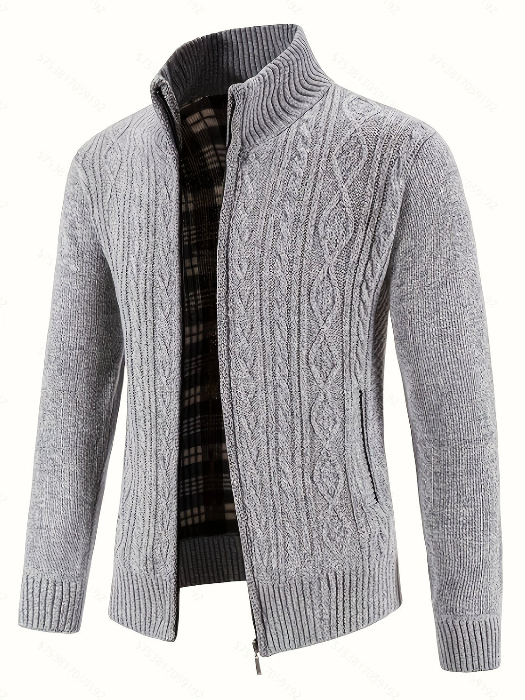 Edmund | Texturerad Ståkrage Zip Cardigan