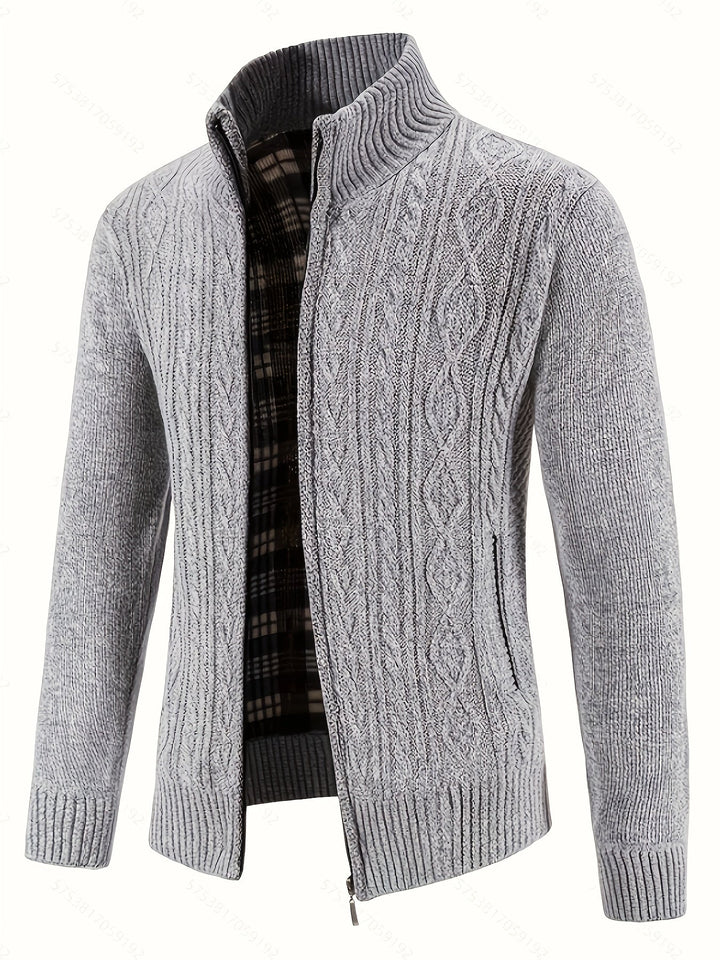 Edmund | Texturerad Ståkrage Zip Cardigan