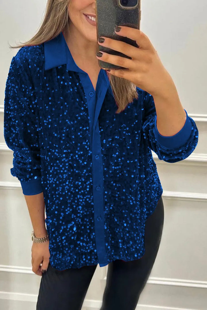 Claudia | Elegant Shimmer Krage Skjorta