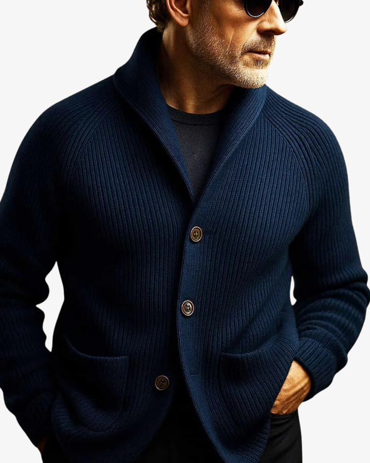 Lawrence | Skräddarsydd Knapp-Front Stickad Cardigan