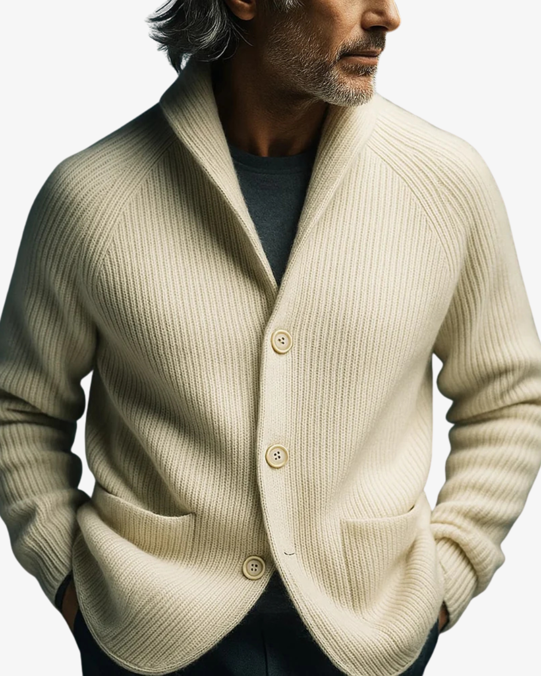 Lawrence | Skräddarsydd Knapp-Front Stickad Cardigan