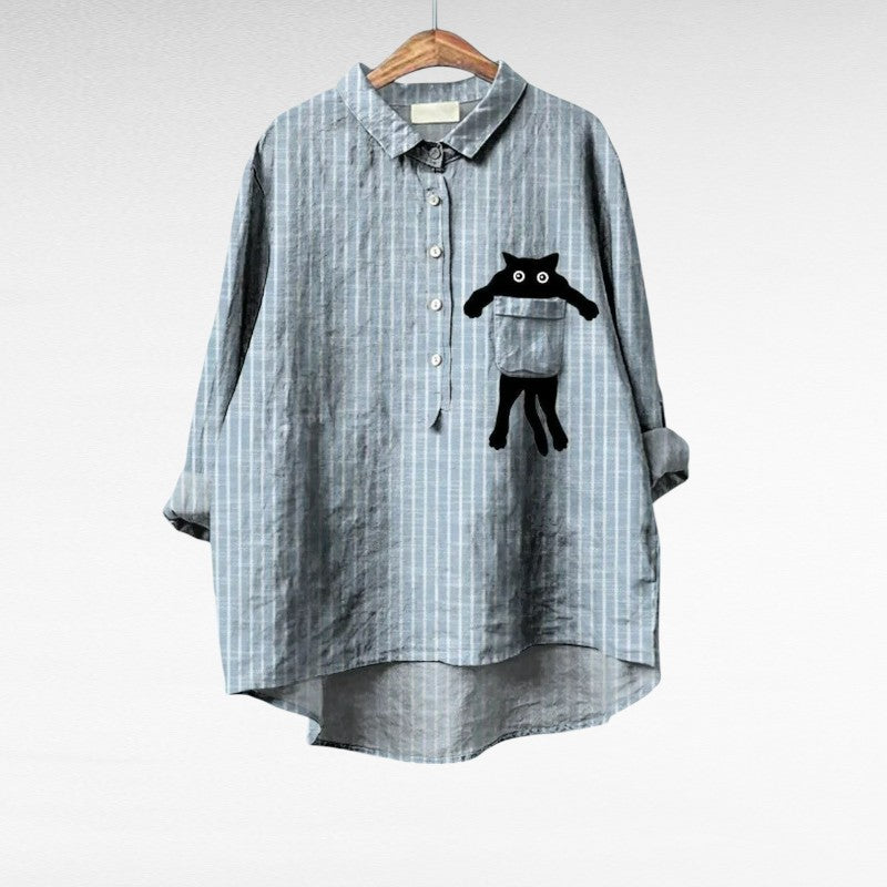 Cassidy | Vintage Chic Katttryck Blus