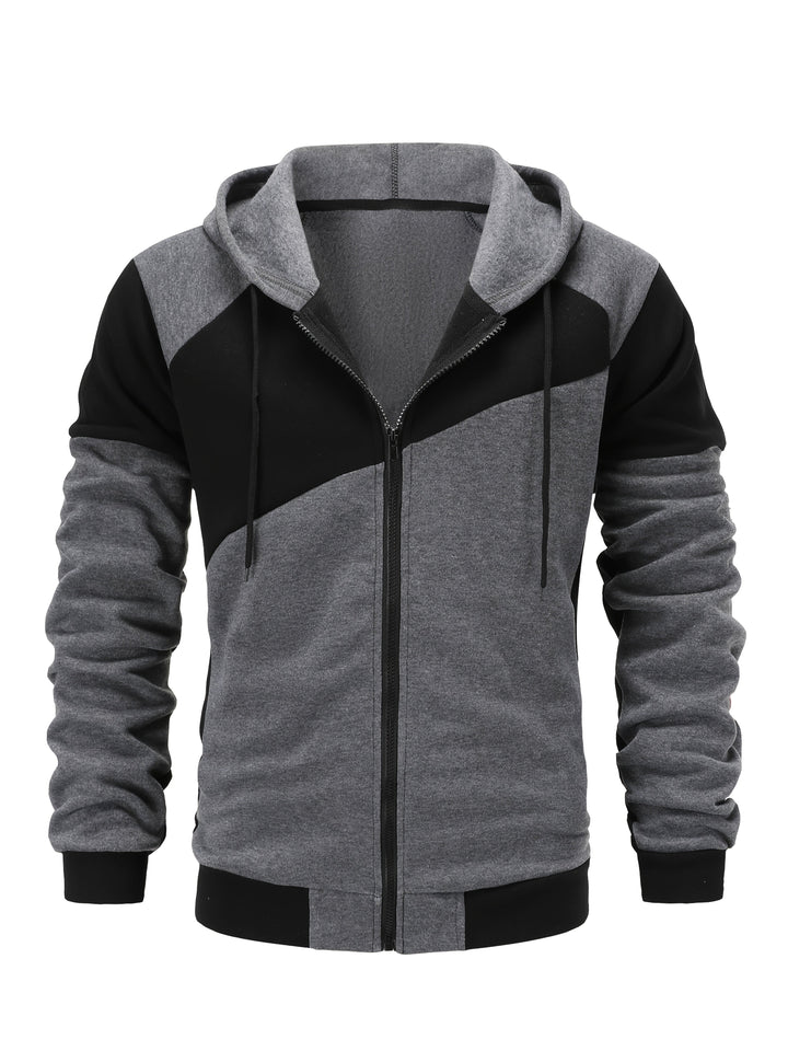 Xavier | Färgglad Block Zip-Up Hoodie-jacka
