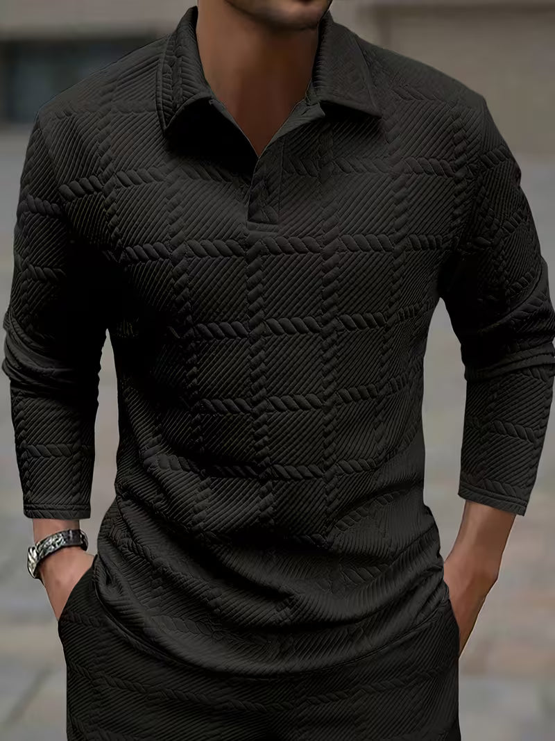 Archer | Klassisk Stickad Jacquard Krage Skjorta