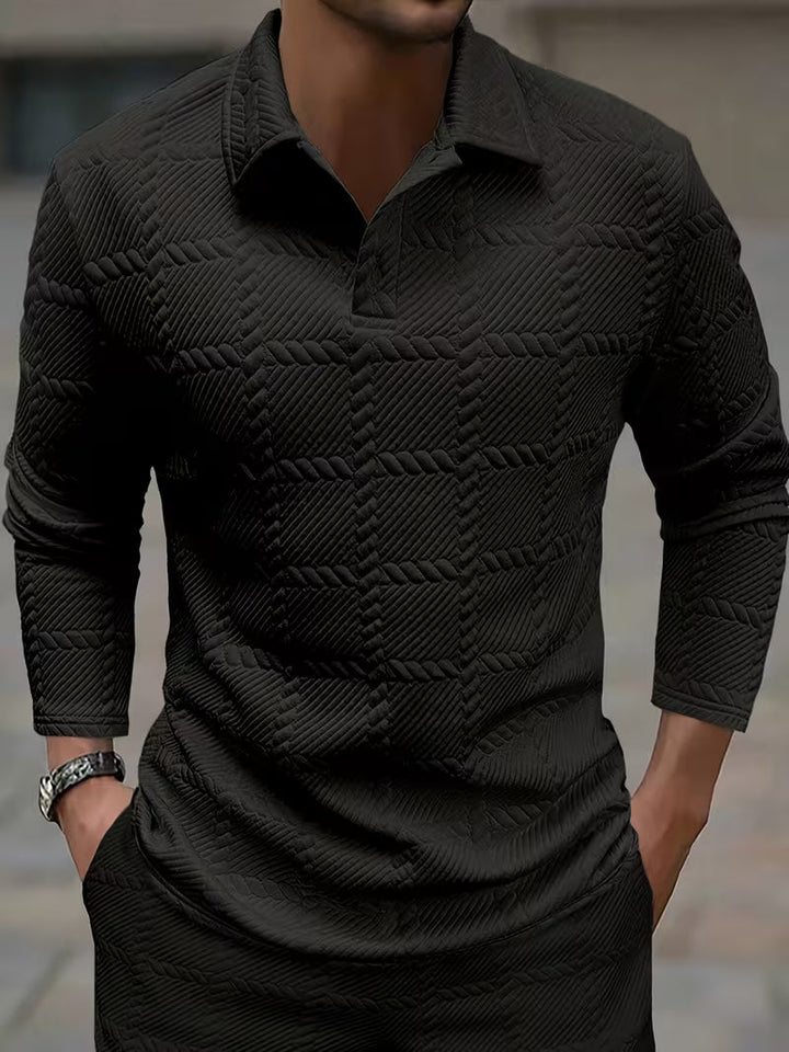 Archer | Klassisk Stickad Jacquard Krage Skjorta