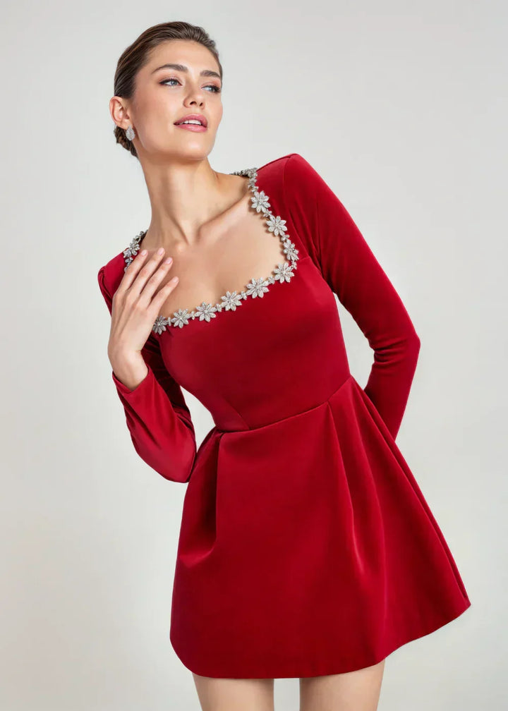 Lucinda | Elegant Sammet Mini Klänning