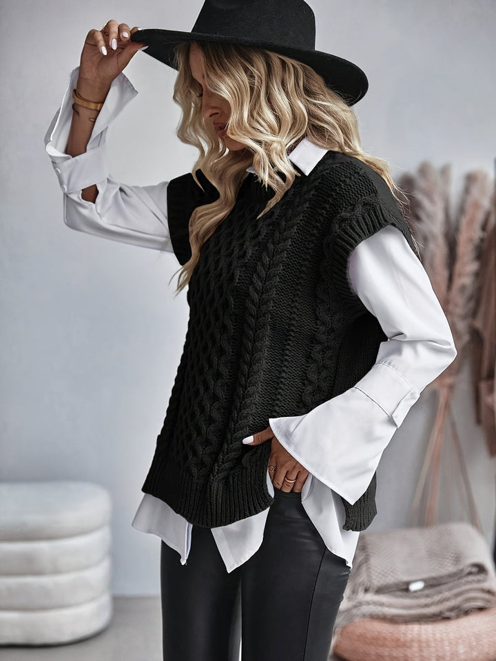 Colette | Kabelstickad ärmlös väst