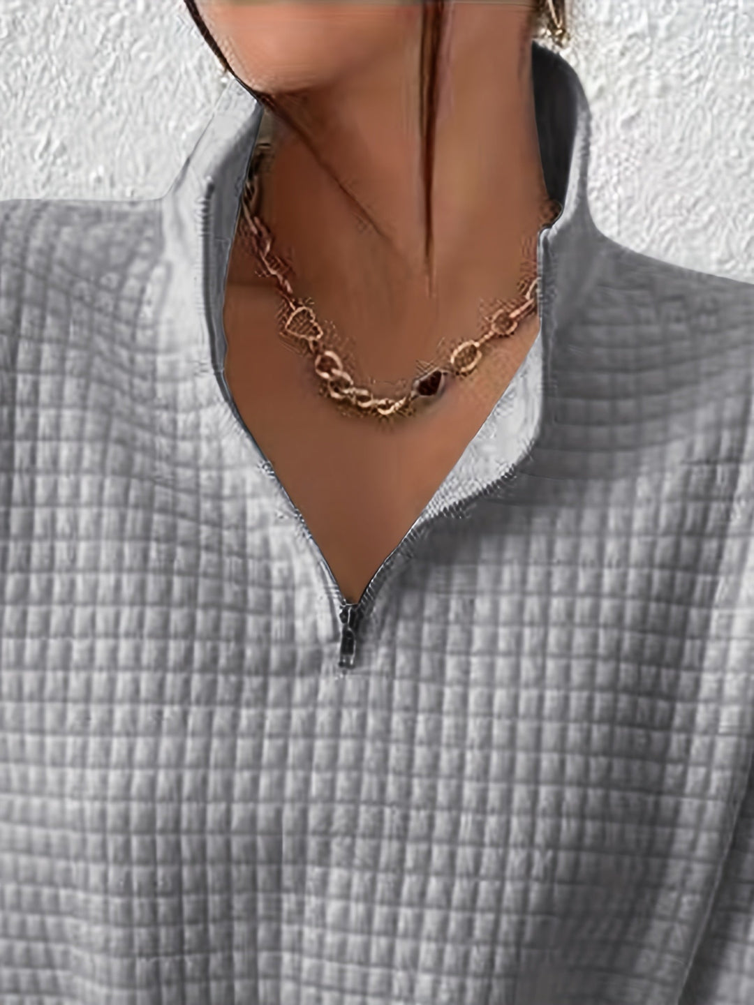 Elodie | Texturerad Kvartdrag Pullover
