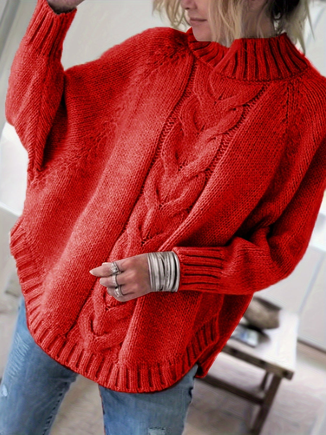Judith | Kabelstickad Höghalsad Tröja