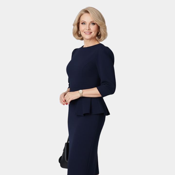 Claudine | Elegant Volang Peplum Midi Klänning