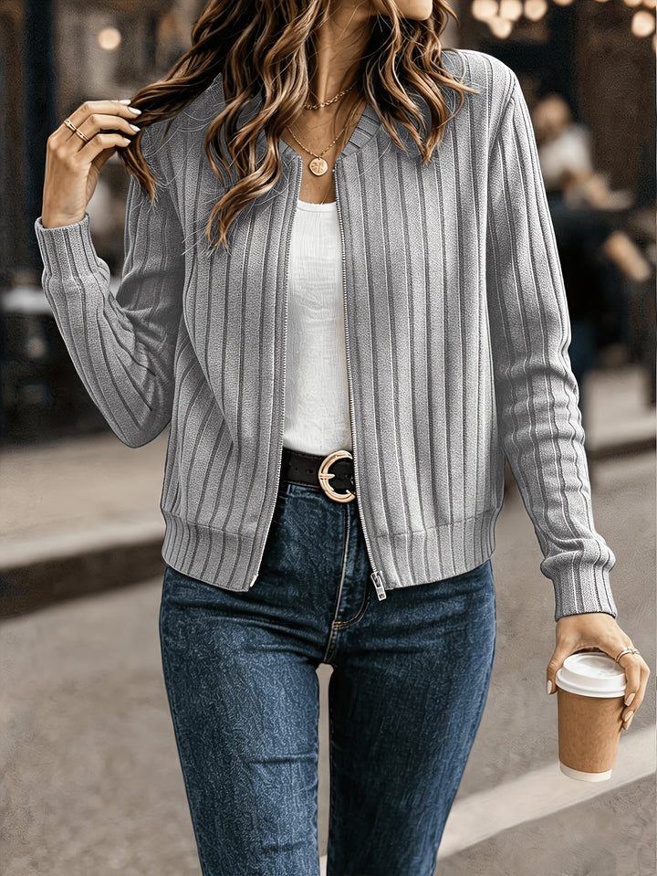 Sloane | Raffinerad Ribbad Zip-Up Jacka