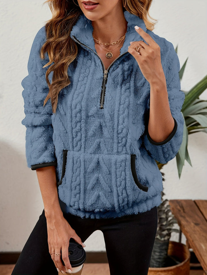Thea | Texturerad Halv-Zip Pullover