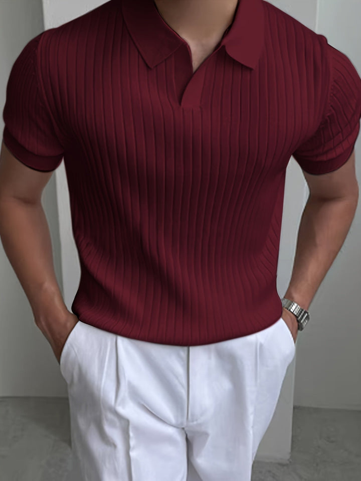 Maxwell | Ribbad Öppen-Krage Polo T-shirt