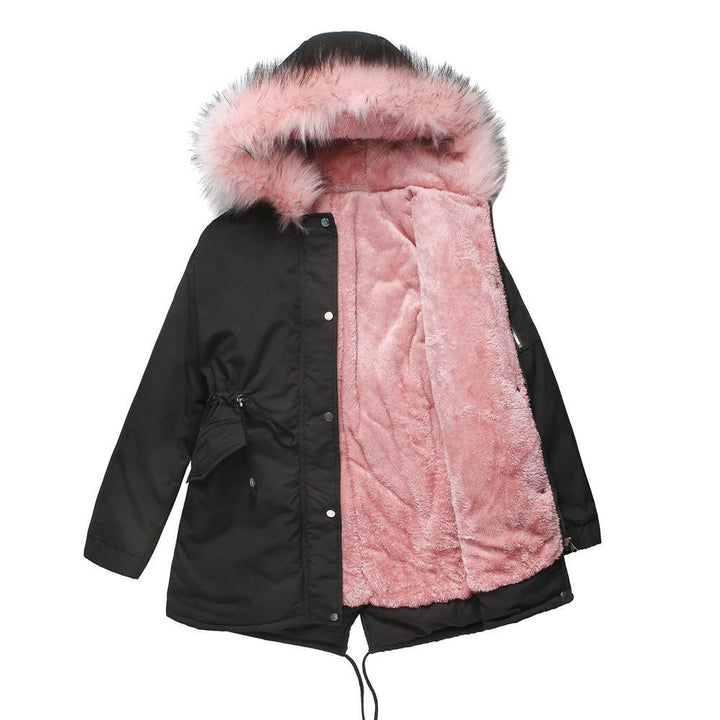 Halvlång vadderad parkas med luva – lös och varm