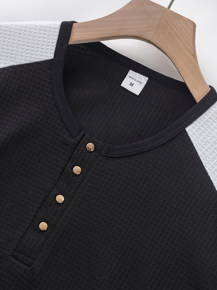 Sawyer | Texturerad Kontrast Henley Skjorta
