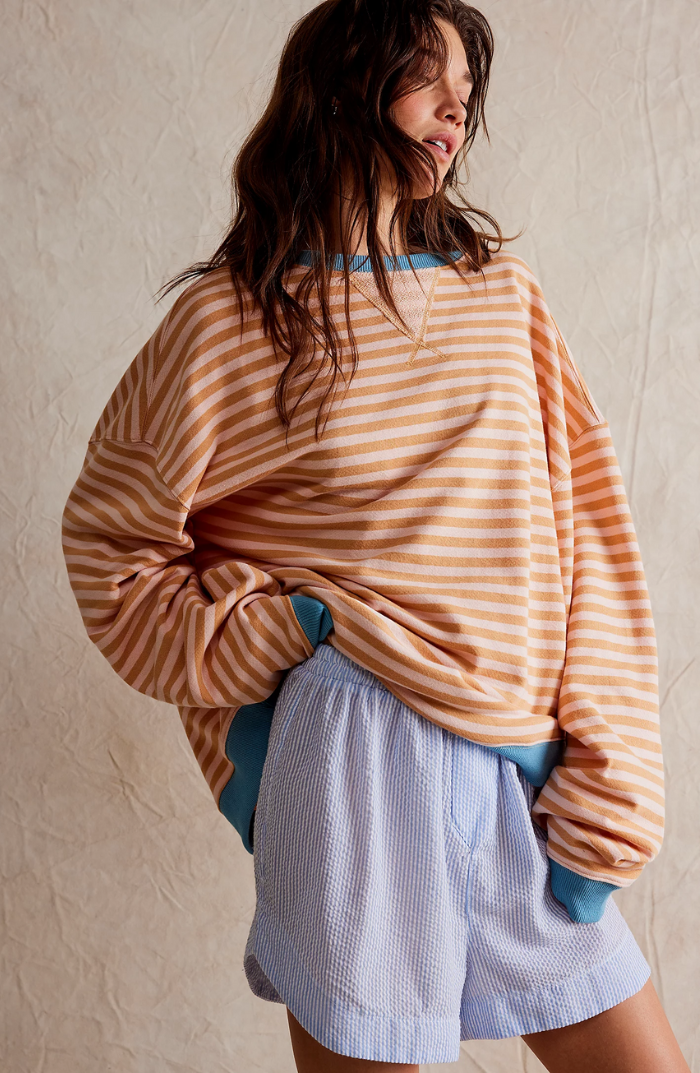 Rosmarin | Randig Rundhalsad Sweatshirt