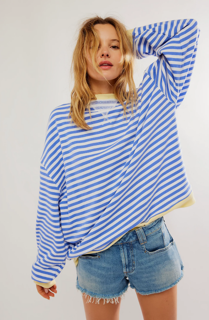 Rosmarin | Randig Rundhalsad Sweatshirt