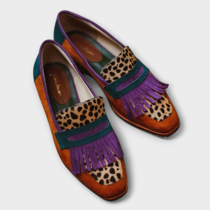 Fallon | Stilig flerfärgad leopardmönstrad loafers