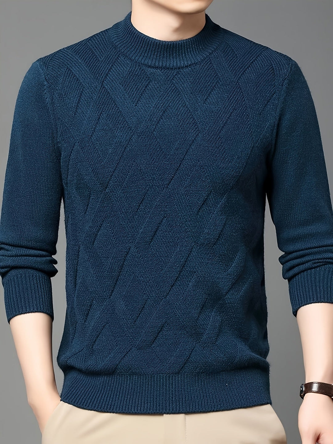 Leland | Texturerad Mock-Neck Jumper