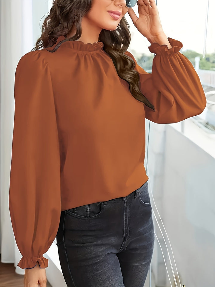Katherine | Blus med Volangkrage och Puffärmar