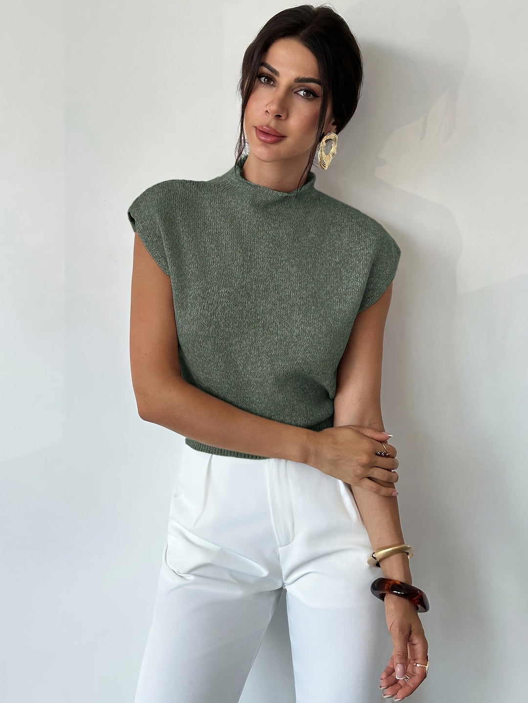 Tamsin | Mock Neck Topp med Kappärmar