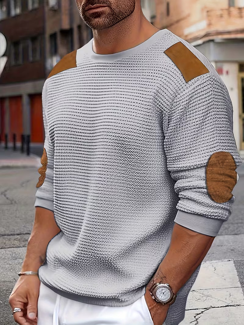 Bennett | Avslappnad Patch Vaffelstickad Sweatshirt