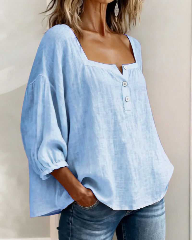 Orlinda | Stilren Avslappnad Puffärmad Blus