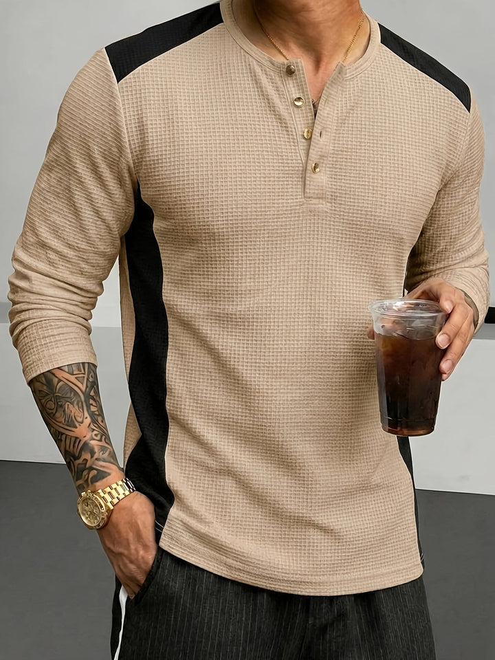 Sawyer | Texturerad Kontrast Henley Skjorta