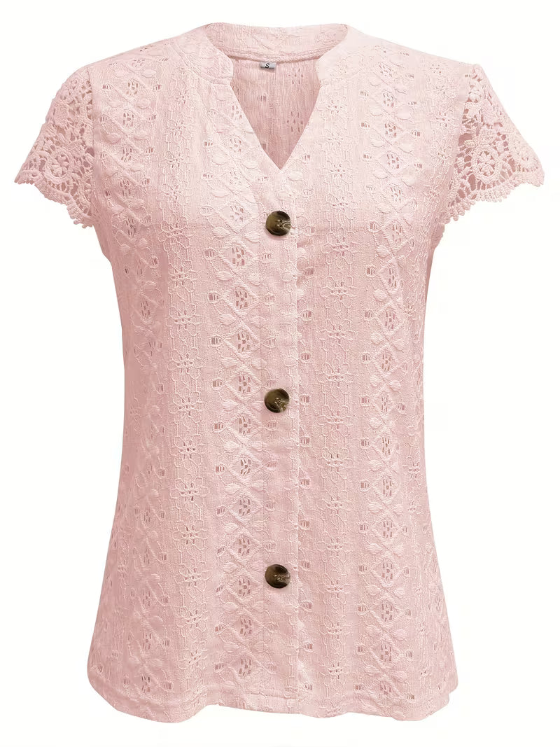Debbie | Elegant Knapp V-Hals T-shirt
