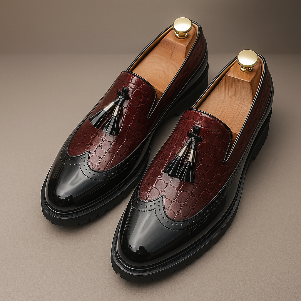 Dalton | Premium Krokodilprickade Fringed Loafers