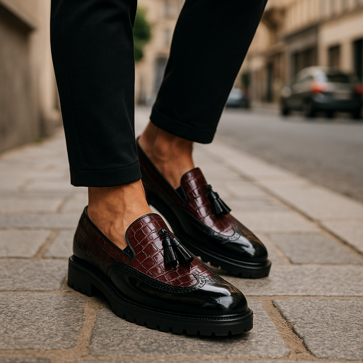 Dalton | Premium Krokodilprickade Fringed Loafers