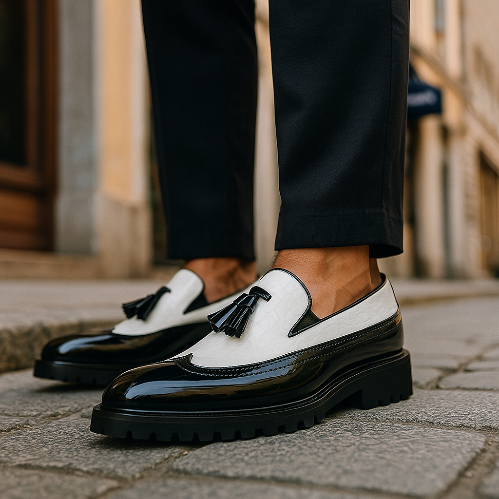Dalton | Premium Krokodilprickade Fringed Loafers