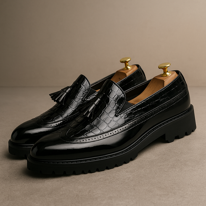 Dalton | Premium Krokodilprickade Fringed Loafers
