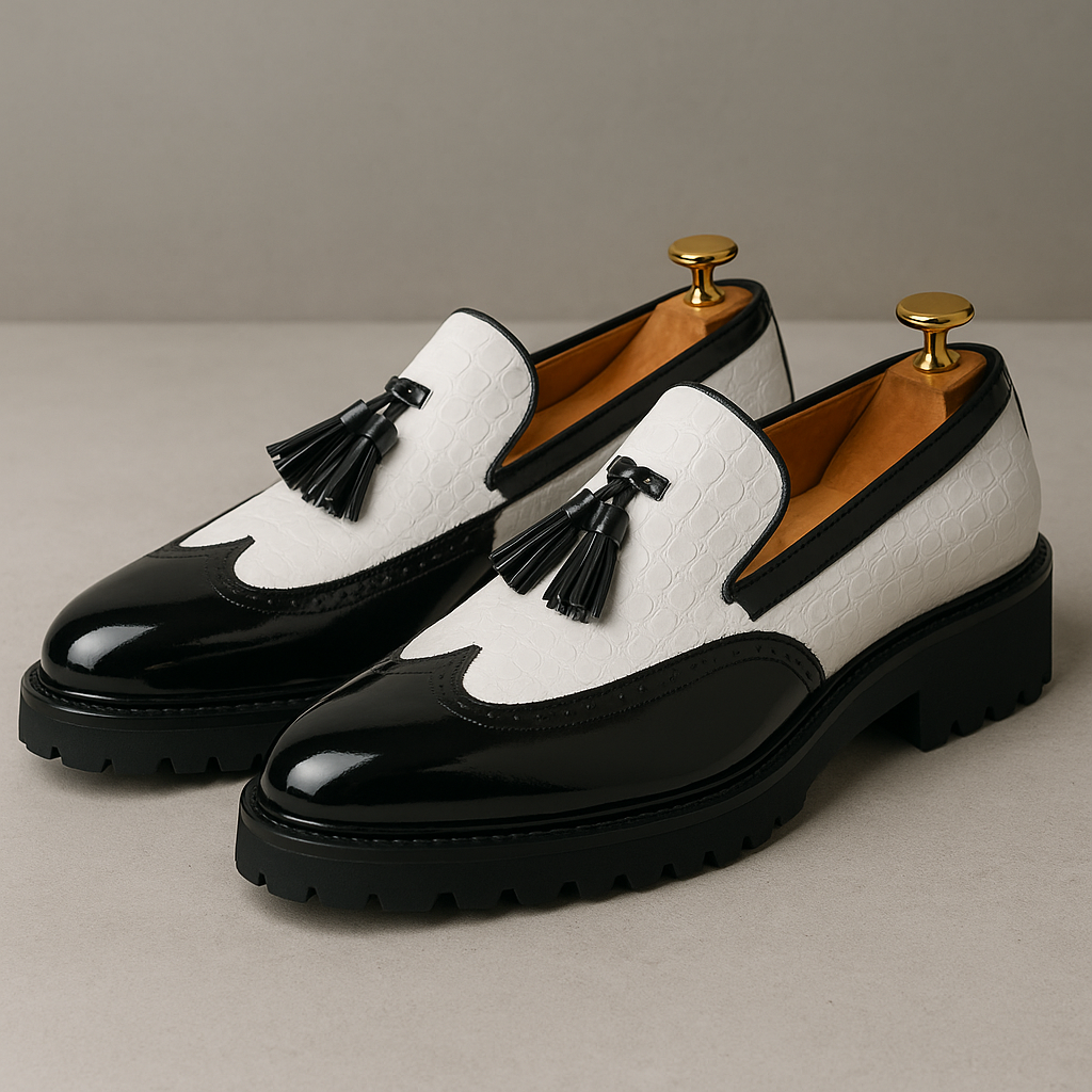 Dalton | Premium Krokodilprickade Fringed Loafers
