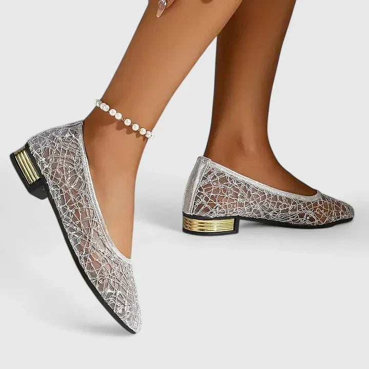 Camille | Texturerade Metalliska Ballerinaskor