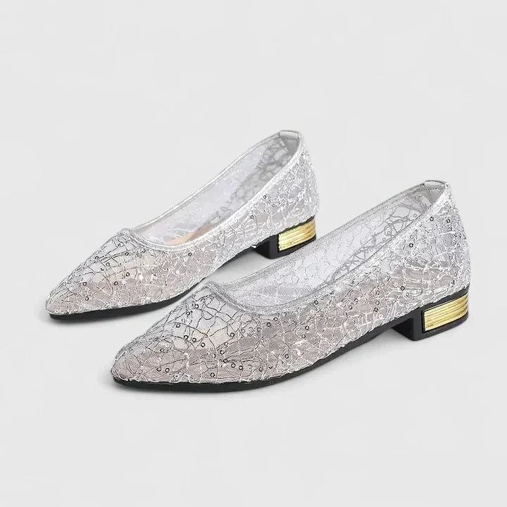 Camille | Texturerade Metalliska Ballerinaskor
