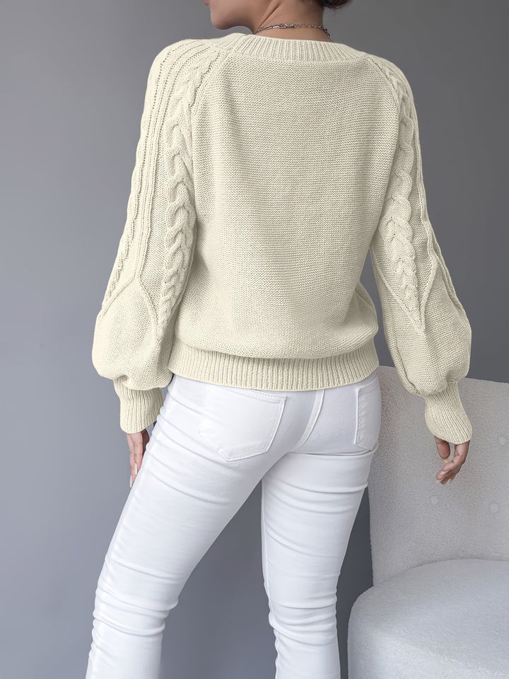 Odette | Kabelstickad Lantern Sleeve Tröja