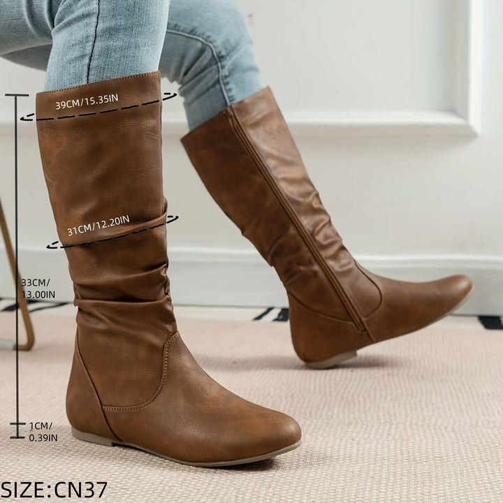 Lydia | Slouch Mid-Calf Flat Boots