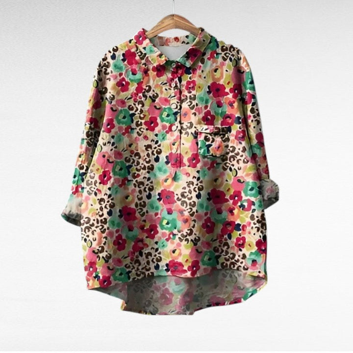 Adira | Klassisk Blommig Pocket Blus