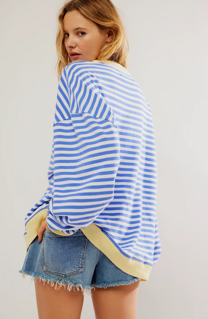 Rosmarin | Randig Rundhalsad Sweatshirt