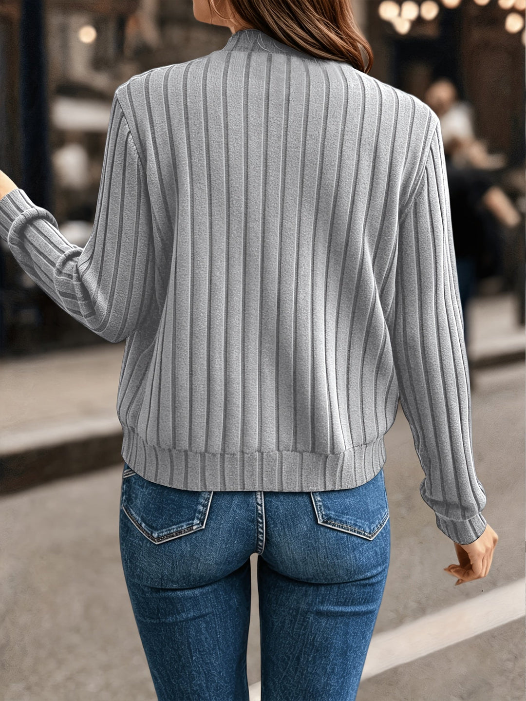 Sloane | Raffinerad Ribbad Zip-Up Jacka