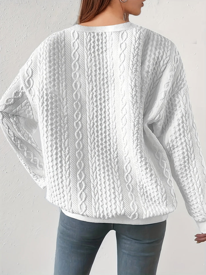 Maisie | Kabeltexturerad Crewneck Sweatshirt